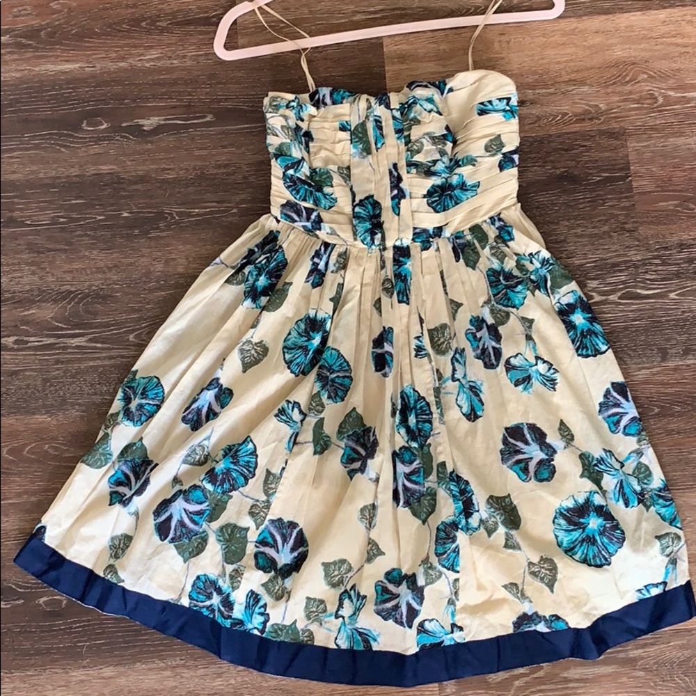 Alberta Ferretti strapless floral cotton dress s2